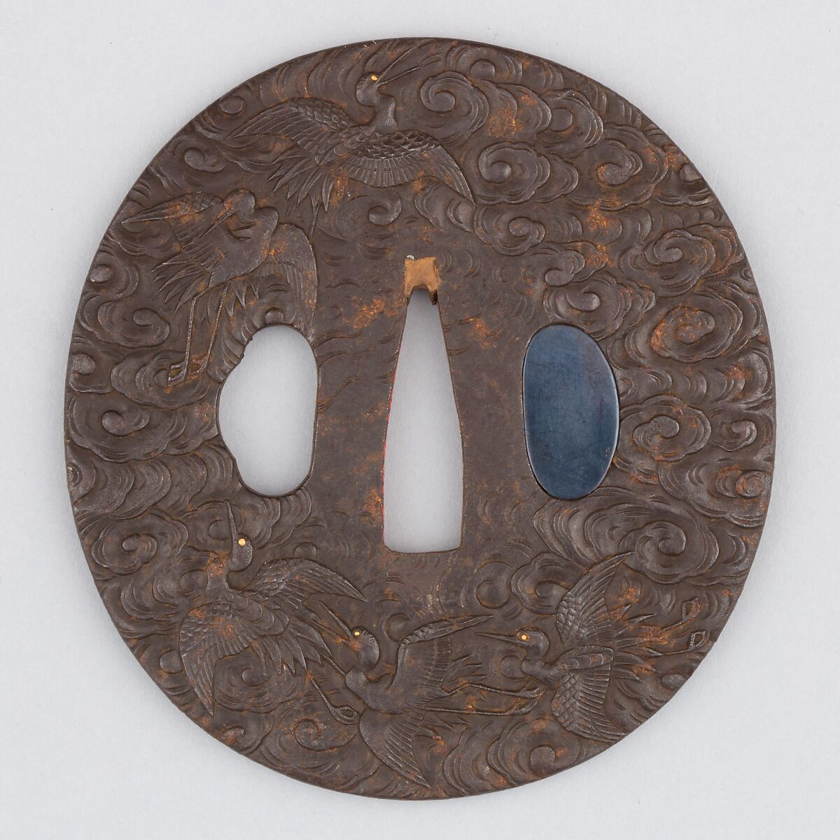 Sword Guard (Tsuba), Iron, gold, copper, Japanese