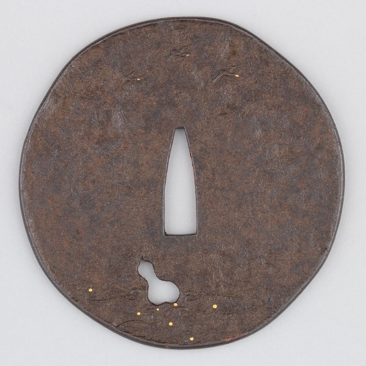 Sword Guard (Tsuba), Iron, gold, copper, Japanese