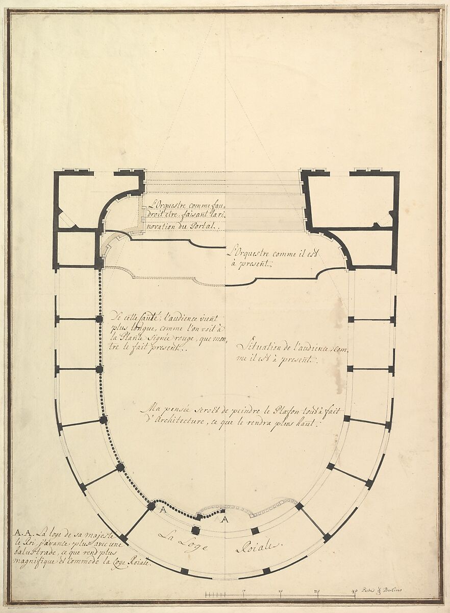 Ground Plan, Workshop of Giuseppe Galli Bibiena (Italian, Parma 1696–1756 Berlin), Pen and black ink 