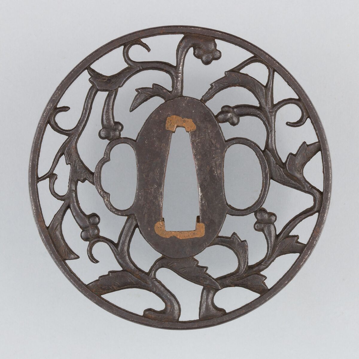 Sword Guard (Tsuba), Iron, copper, Japanese 