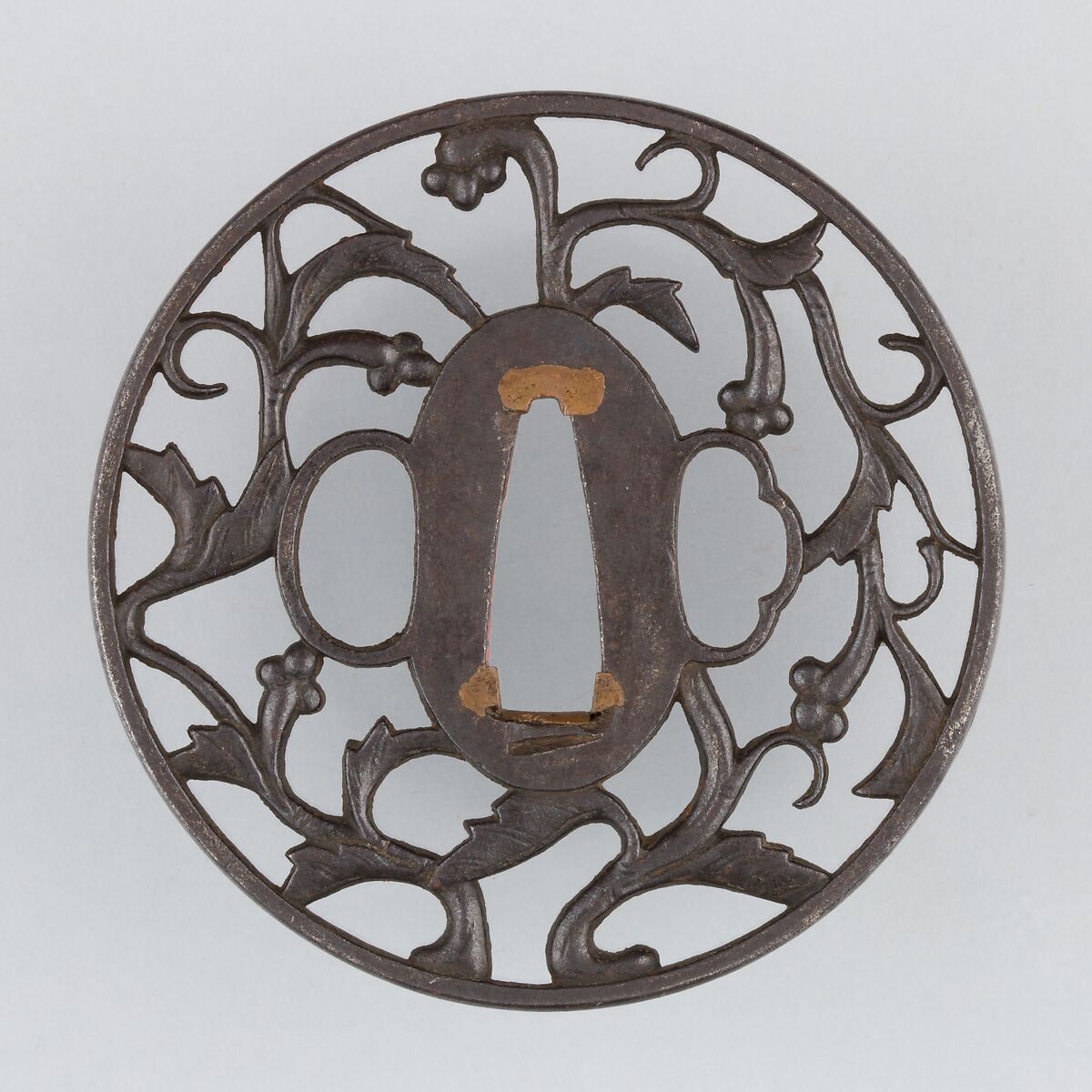 Sword Guard (Tsuba), Iron, copper, Japanese
