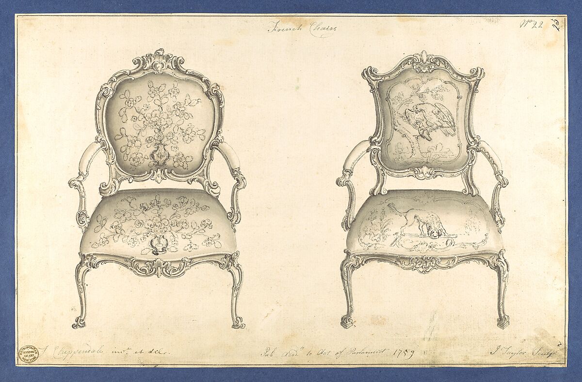 Chippendale Drawings, Vol. I, Thomas Chippendale (British, baptised Otley, West Yorkshire 1718–1779 London), Pen and black ink, brush and gray wash