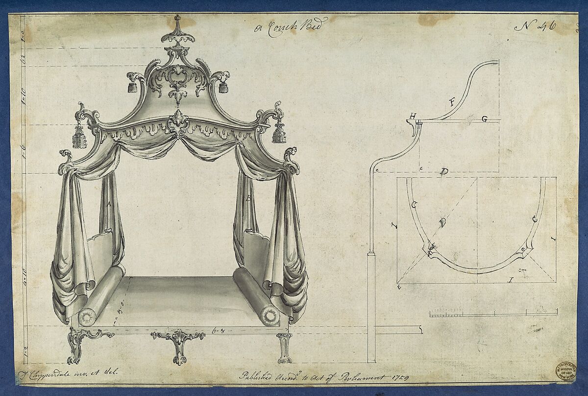 Chippendale Drawings, Vol. I, Thomas Chippendale (British, baptised Otley, West Yorkshire 1718–1779 London), Pen and black ink, brush and gray wash