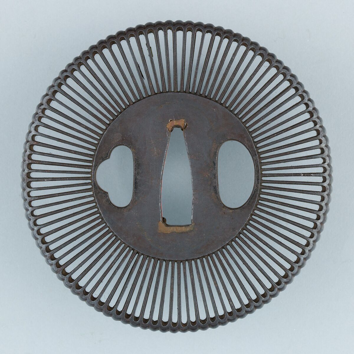Sword Guard (<i>Tsuba</i>), Inscribed by Shōami Denbei (Japanese, active late 17th–early 18th century), Iron, copper, Japanese