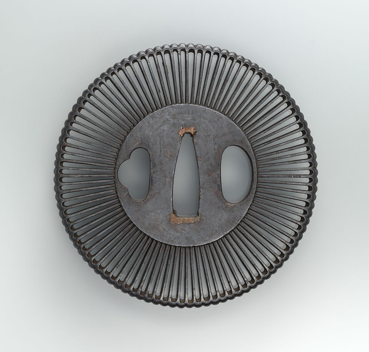 Sword Guard (<i>Tsuba</i>), Inscribed by Shōami Denbei (Japanese, active late 17th–early 18th century), Iron, copper, Japanese