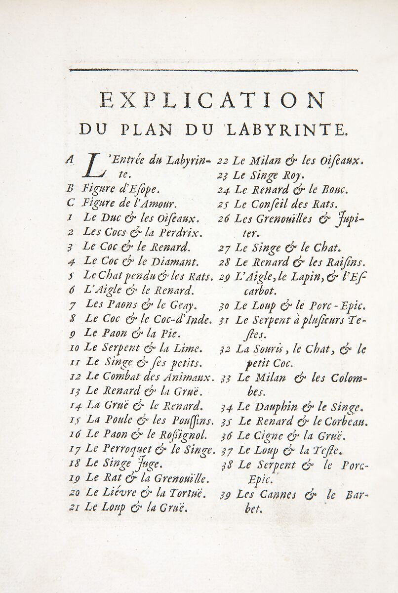 Labyrinte de Versailles, Written by Isaac de Benserade, Etching