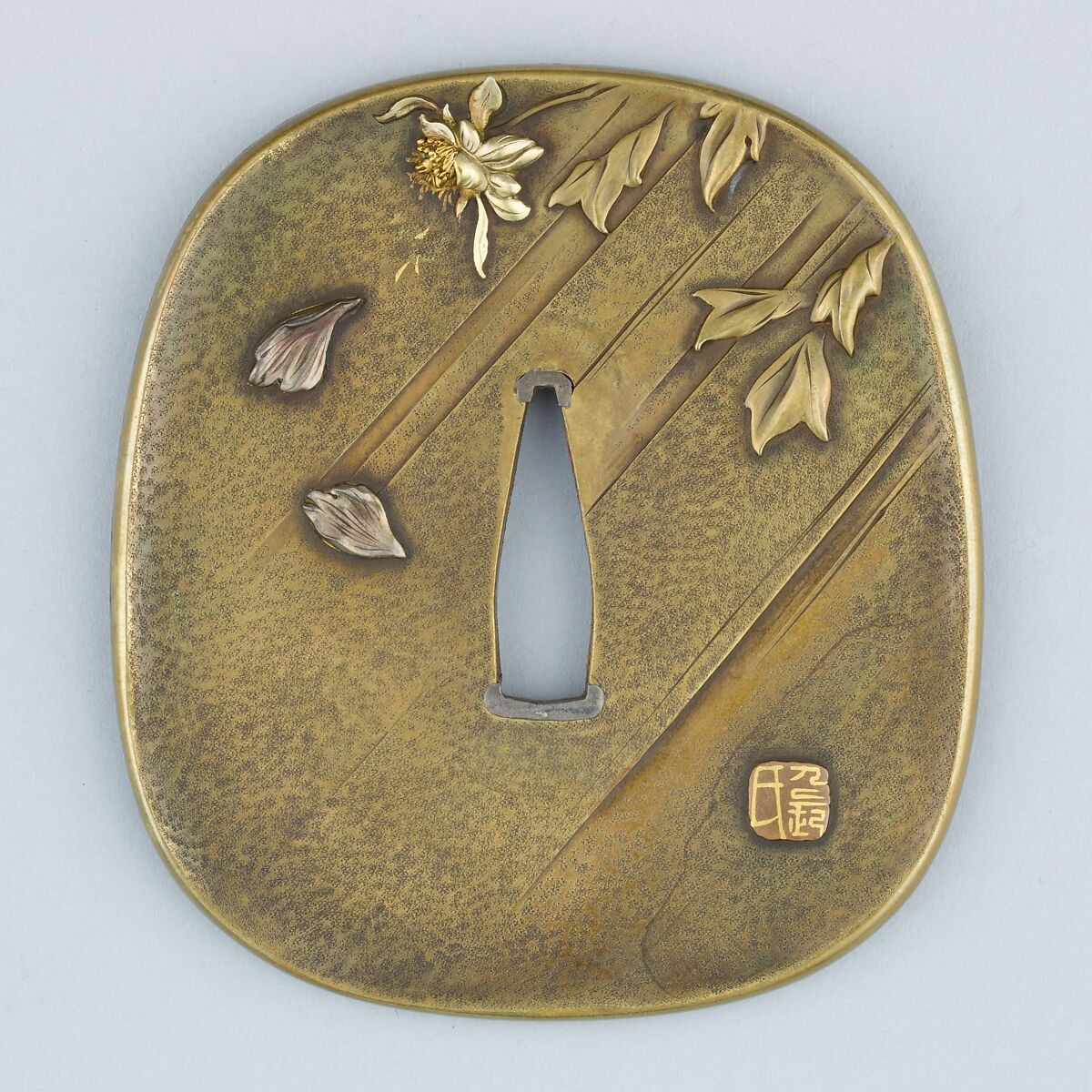 Sword Guard (Tsuba), Iron, copper alloy (sentoku), gold, silver, copper, Japanese