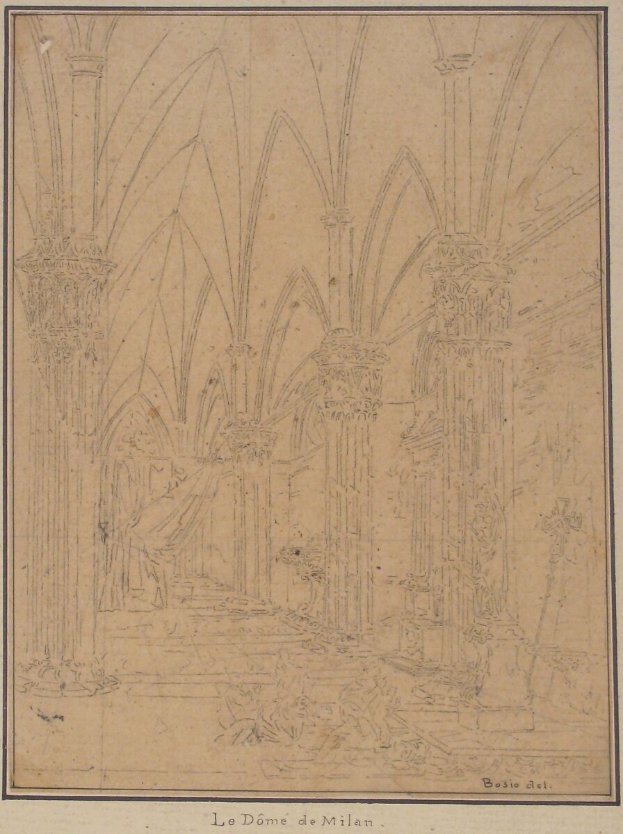 Perspective of a Church's Interior, Pietro Bosio (Italian, Cremona, second half 18th century–1789 Rome), Graphite