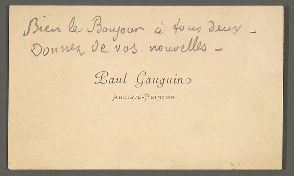 Paul Gauguin, calling card, Anonymous, Letterpress