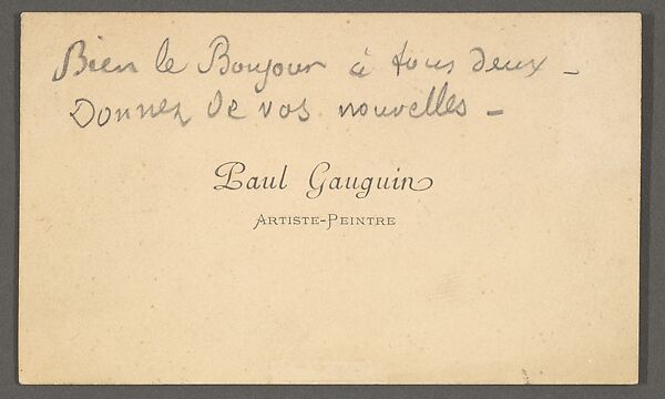 Paul Gauguin, calling card, Anonymous, Letterpress 