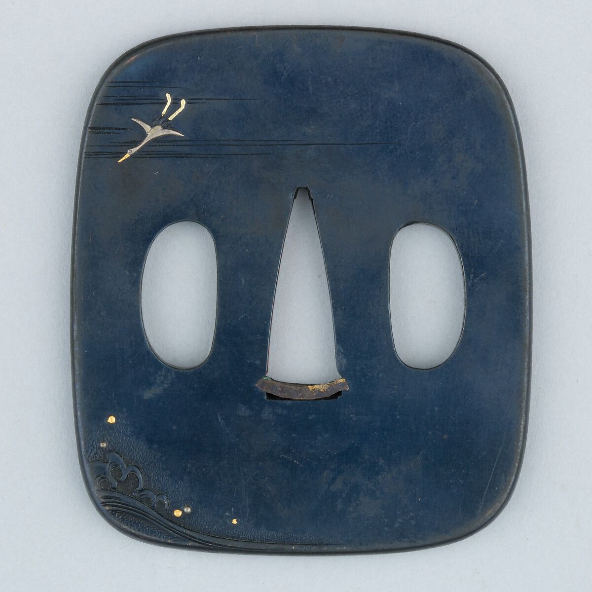 Sword Guard (Tsuba), Copper-gold alloy (shakudō), silver, gold, copper, Japanese