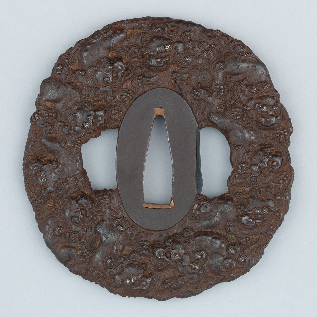 Sword Guard (Tsuba), Iron, copper, Japanese