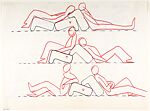 Multi-Chair (position studies: recto, six; verso, three), Joe Colombo (Italian, Milan 1930–1971 Milan), Black and red markers