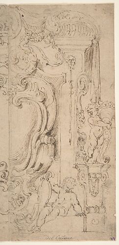 Right and Part of the Left Half of a Design for a Cartouche