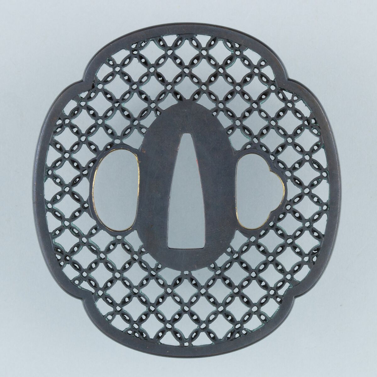 Sword Guard (Tsuba), Copper-gold alloy (shakudō), copper, Japanese