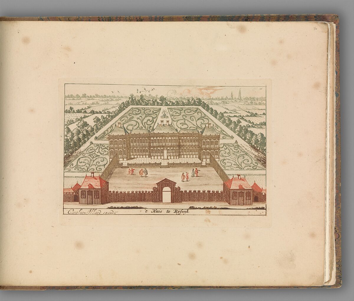 Tooneel Der Voornaamste Nederlands Huizen, En Lust Hoven, Naar T Leven Afgebeeld, Carel Allard (Dutch, Amsterdam 1648–ca. 1709 Amsterdam), Color engraving (à la poupée) 