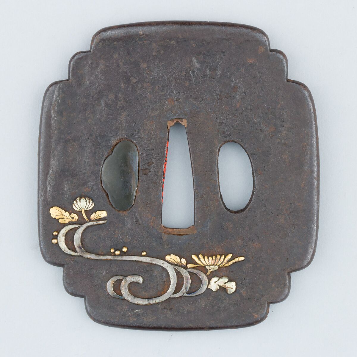 Sword Guard (Tsuba), Iron, gold, silver, copper, Japanese