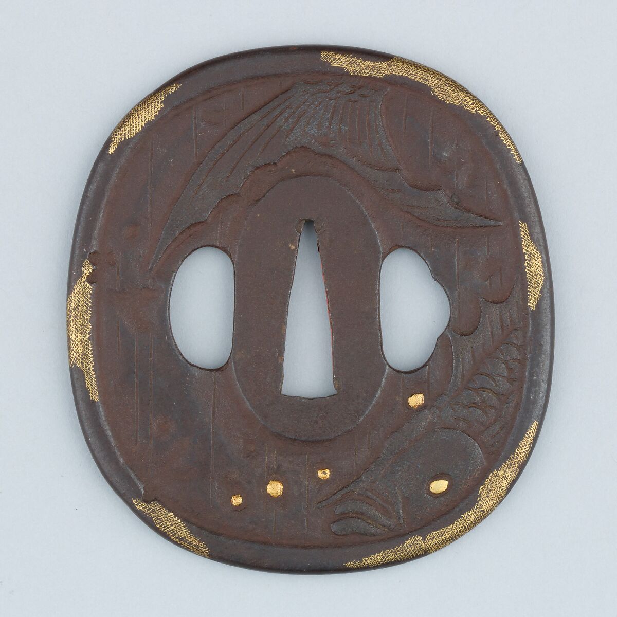 Sword Guard (Tsuba), Iron, gold, copper, Japanese