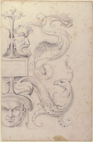 Drawing of a Grotesque after a 16th-century Decorative Relief.