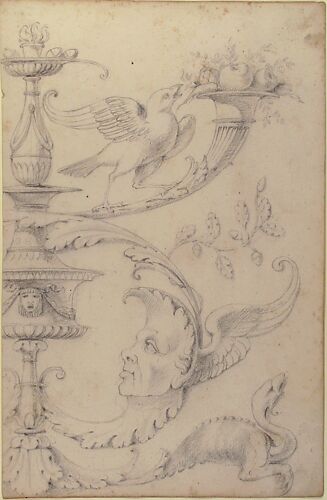 Drawing of a Grotesque after a 16th-century Decorative Relief