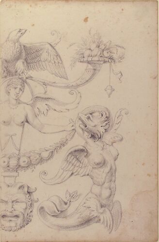 Drawing of a Grotesque after a 16th-century Decorative Relief