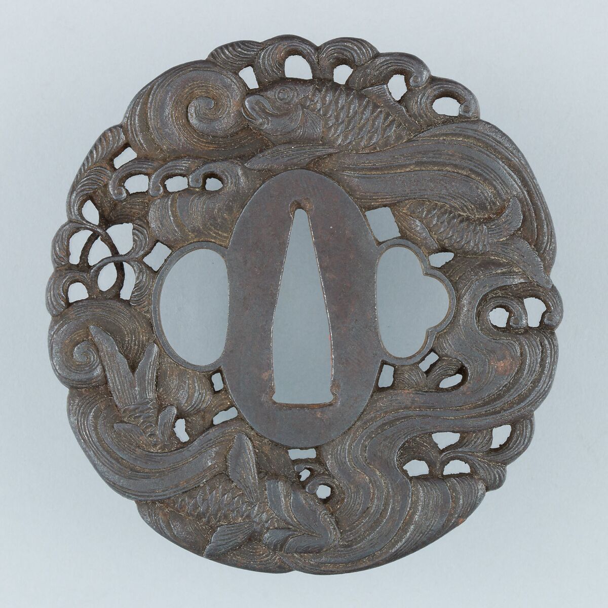 Sword Guard (Tsuba), Iron, copper, Japanese 