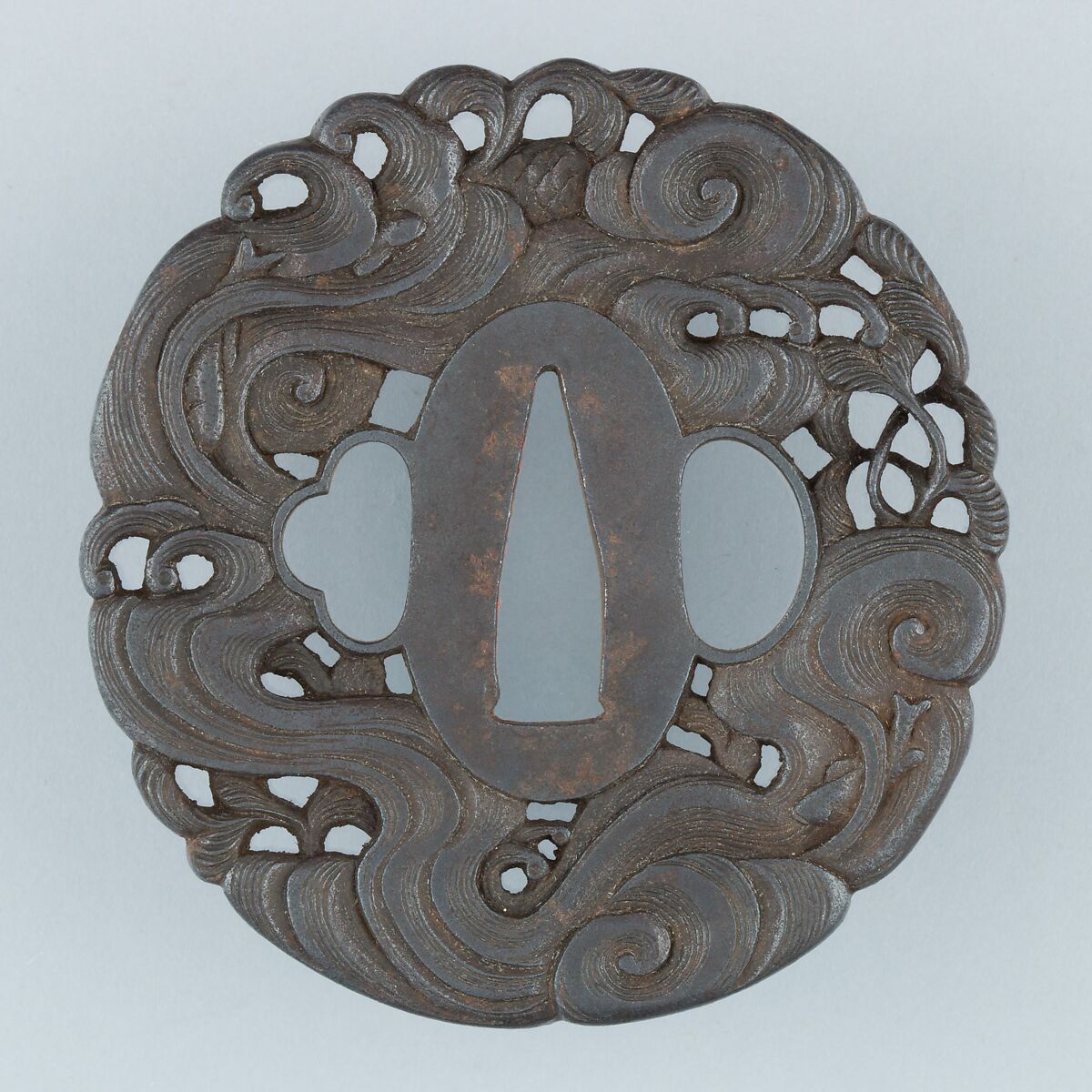 Sword Guard (Tsuba), Iron, copper, Japanese