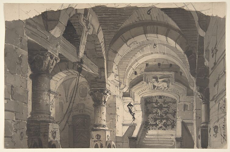 Design for a Stage Set of a Crypt (for the Opera 'La Morosina' ?)