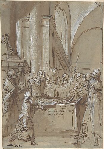 Raymond Diocrès Speaking During His Funeral (from the Life of Saint Bruno of Cologne)