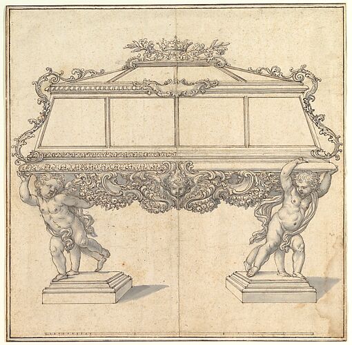 Design for a Sarcophagus Supported by Putti for the Church of S. Maria Maddalena de' Pazzi, Florence