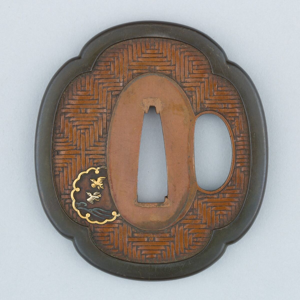 Sword Guard (Tsuba), Copper, copper-gold alloy (shakudō), gold, copper-silver alloy (shibuichi), Japanese
