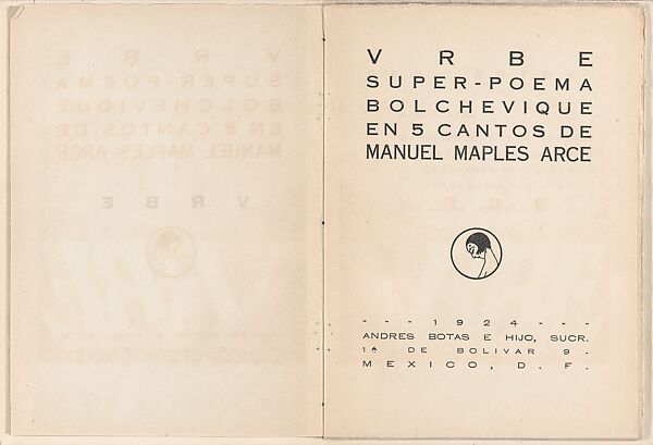 Urbe: super-poema bolchevique en 5 cantos (Urbe: Bolshevik Super-poem in 5 Parts), Manuel Maples Arce (Mexican, Papantla 1898–1980 Mexico City), Woodcut illustrations