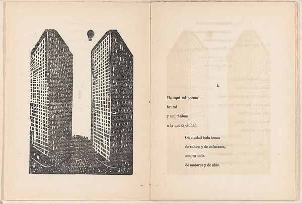 Urbe: super-poema bolchevique en 5 cantos (Urbe: Bolshevik Super-poem in 5 Parts), Manuel Maples Arce (Mexican, Papantla 1898–1980 Mexico City), Woodcut illustrations