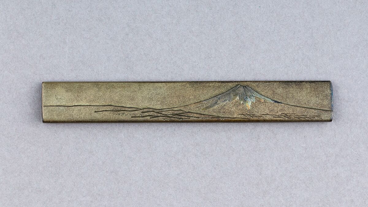 Knife Handle (Kozuka), Copper-silver alloy (shibuichi), gold, silver, Japanese 