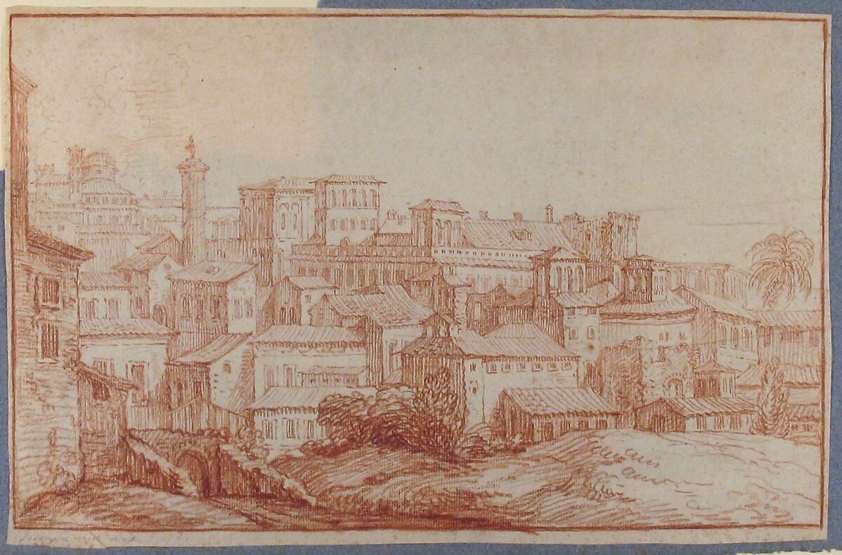 View of Rome, François Le Moyne (French, Paris 1688–1737 Paris), Red chalk