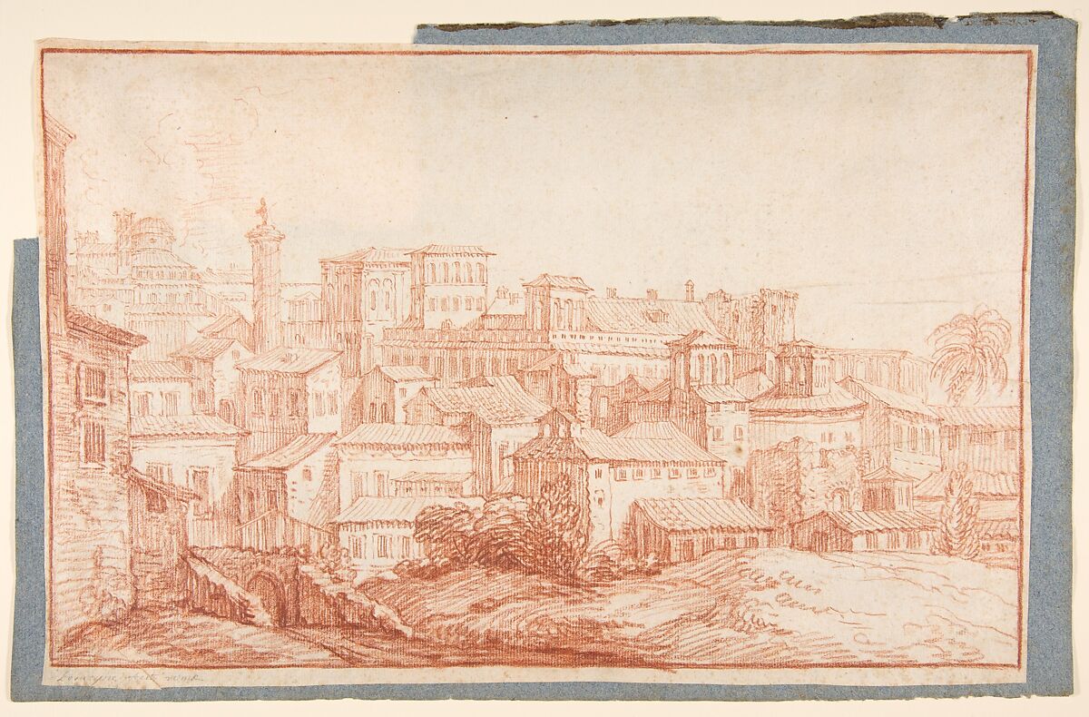 View of Rome, François Le Moyne (French, Paris 1688–1737 Paris), Red chalk 