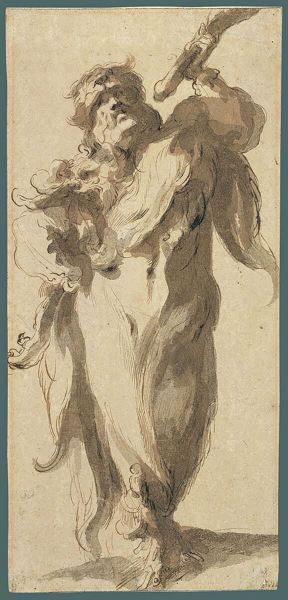 Samson (or Hercules?), Jacques Bellange (French, Bassigny (?) ca. 1575–1616 Nancy), Pen and brown ink, brush and brown and gray wash