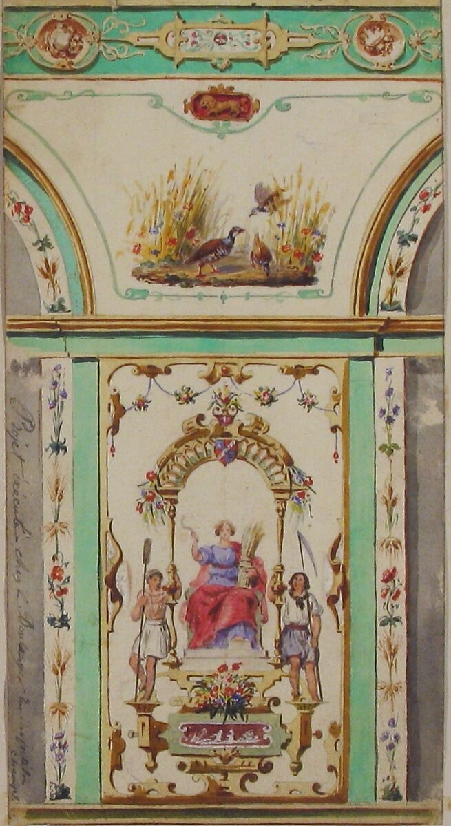 Design for Painted Wall Decoration for a Bakery, Jules-Edmond-Charles Lachaise (French, died 1897), Watercolor