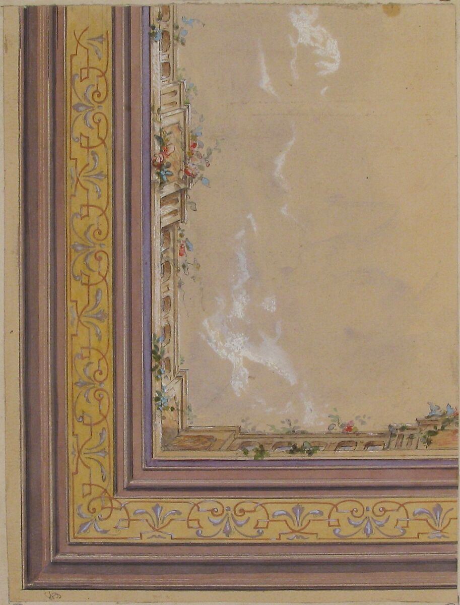 Design for Ceiling, Jules-Edmond-Charles Lachaise (French, died 1897), Watercolor and ink