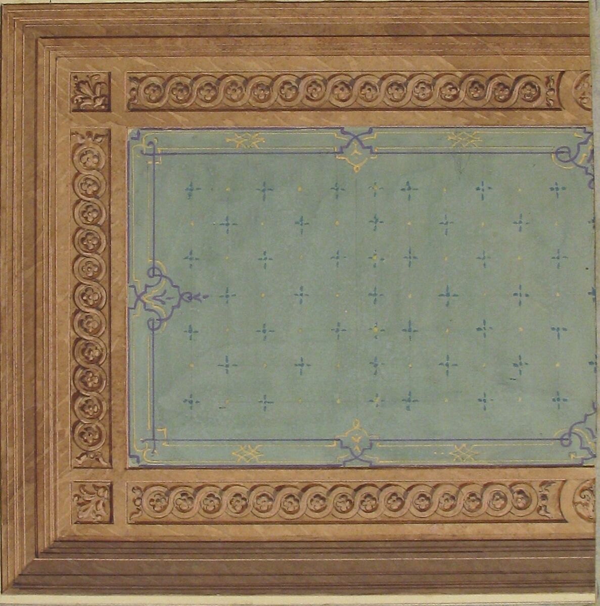 Design for Ceiling, Hôtel de Boivin, Paris, Jules-Edmond-Charles Lachaise (French, died 1897), Watercolor and ink