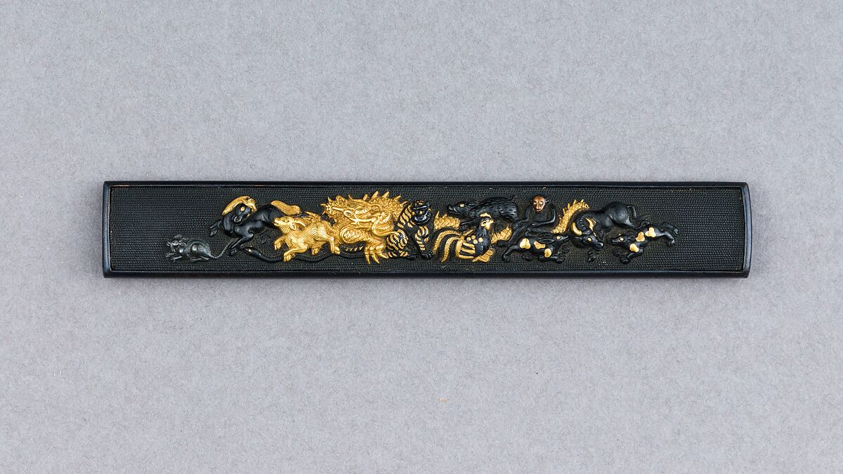 Knife Handle (Kozuka), Copper-gold alloy (shakudō), gold, copper, copper-silver alloy (shibuichi), Japanese 