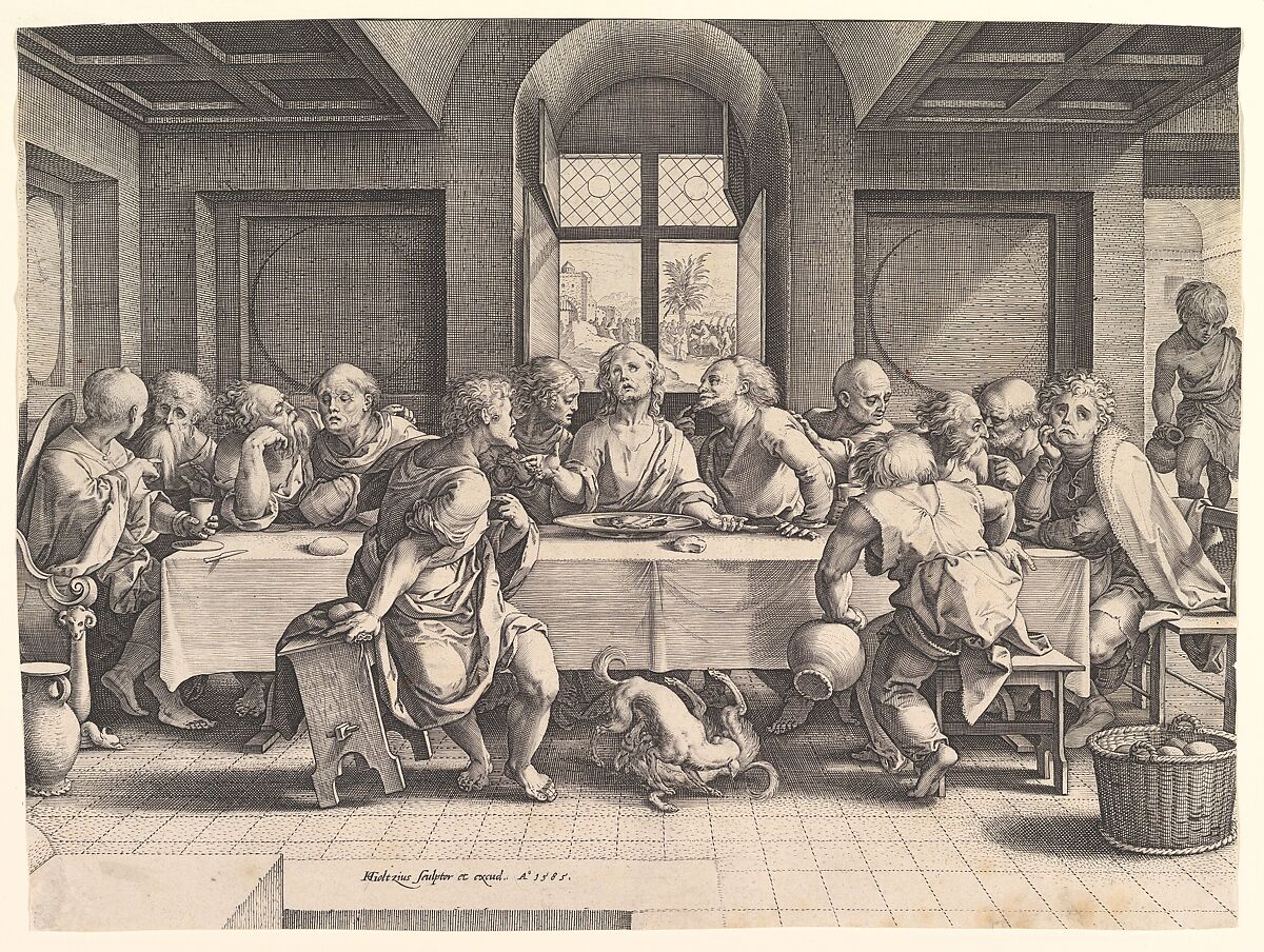 The Last Supper, Hendrick Goltzius (Netherlandish, Mühlbracht 1558–1617 Haarlem), Engraving; second state of three 