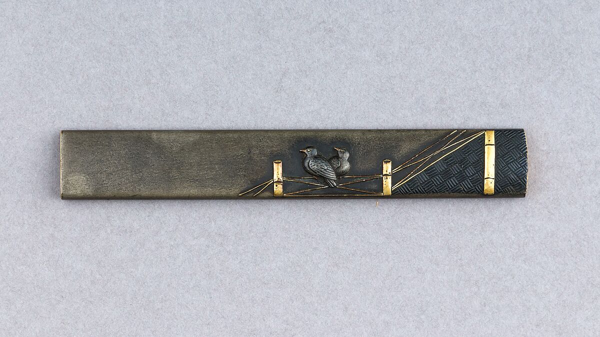 Knife Handle (Kozuka), Copper-silver alloy (shibuichi), copper-gold alloy (shakudō), gold, Japanese 