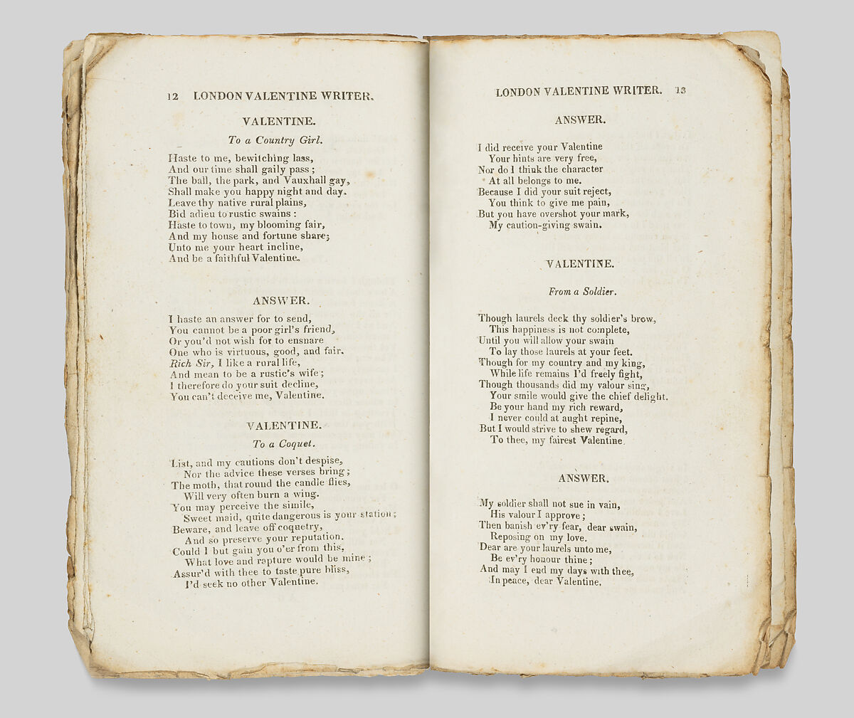 The New London Valentine Inditer Adapted for the Present Year, and Containing Valentines for All Occasions, Printed and published by J. Bailey (London), Hand-colored wood engraving