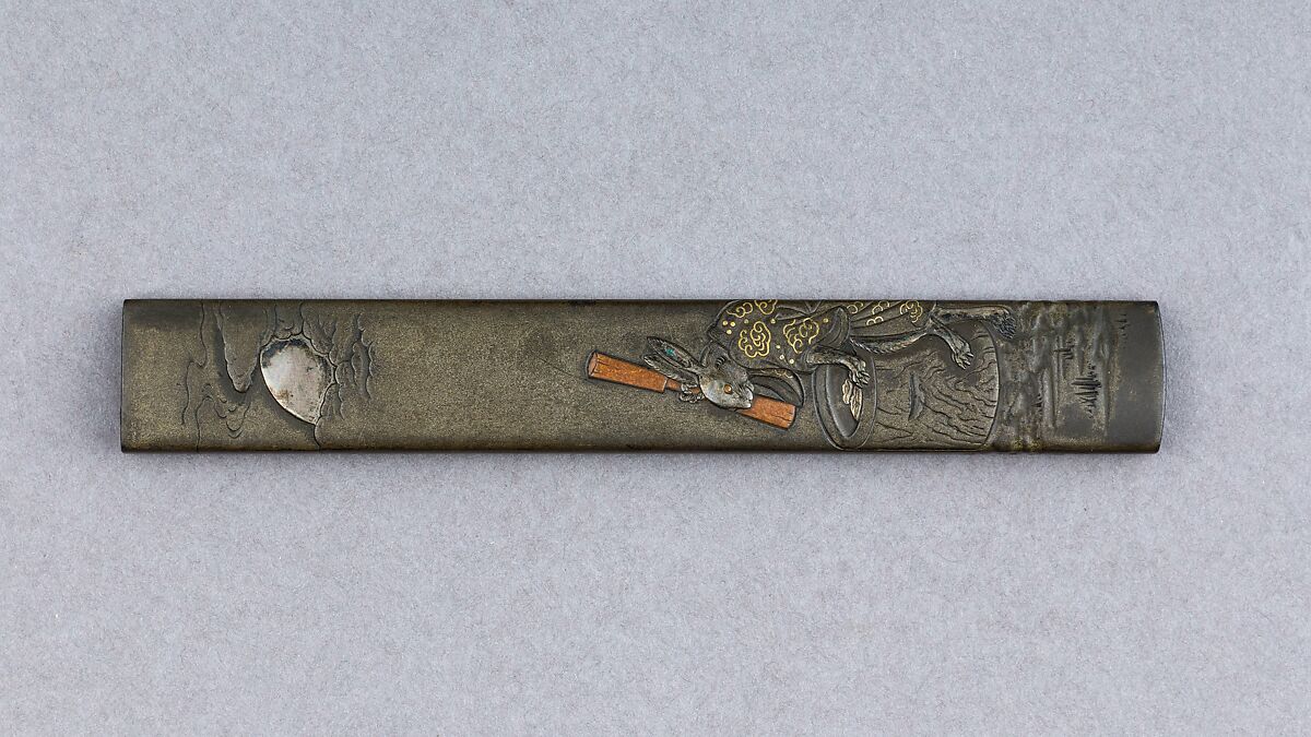 Knife Handle (Kozuka), Copper-silver alloy (shibuichi), gold, copper, silver, Japanese 