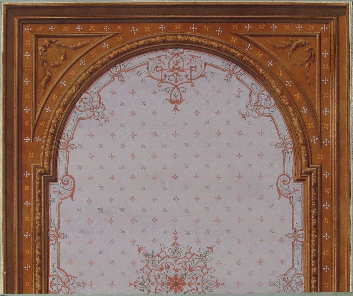 Design for Ceiling, Hôtel Cottier, Jules-Edmond-Charles Lachaise (French, died 1897), Watercolor