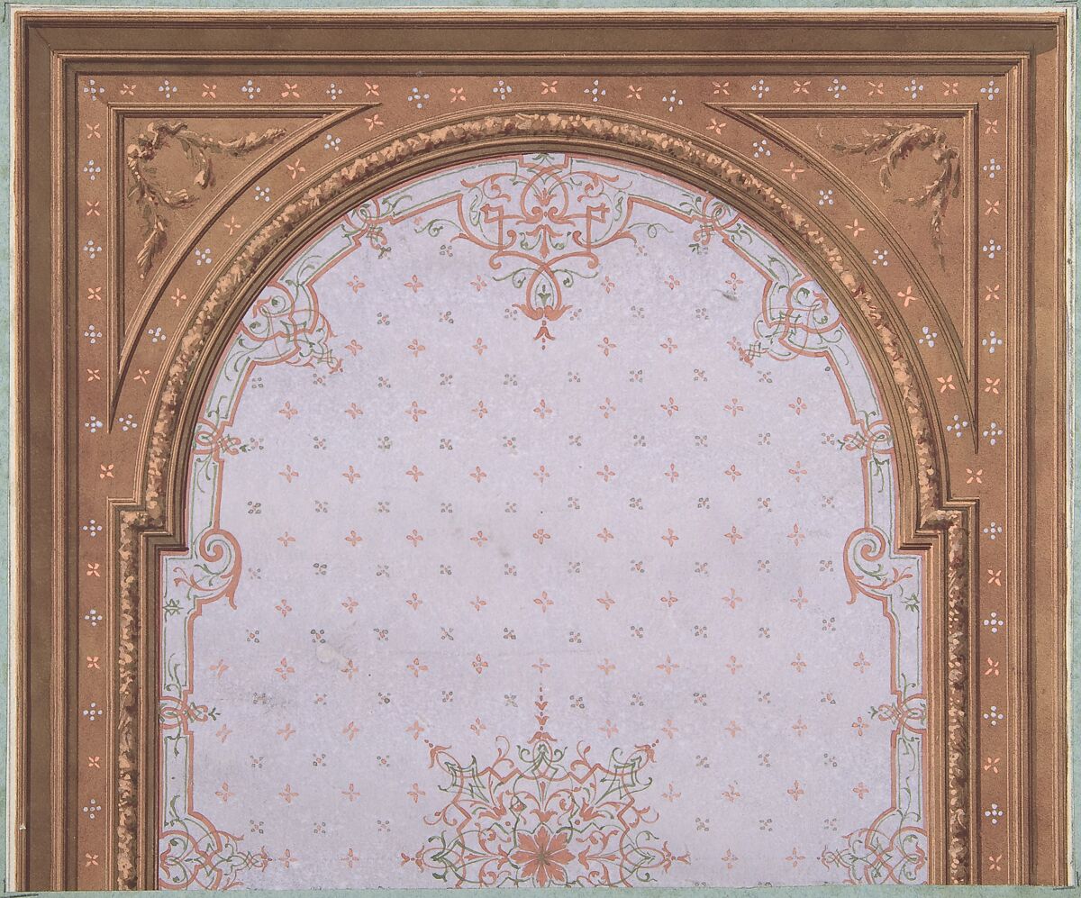 Design for Ceiling, Hôtel Cottier, Jules-Edmond-Charles Lachaise (French, died 1897), Watercolor 