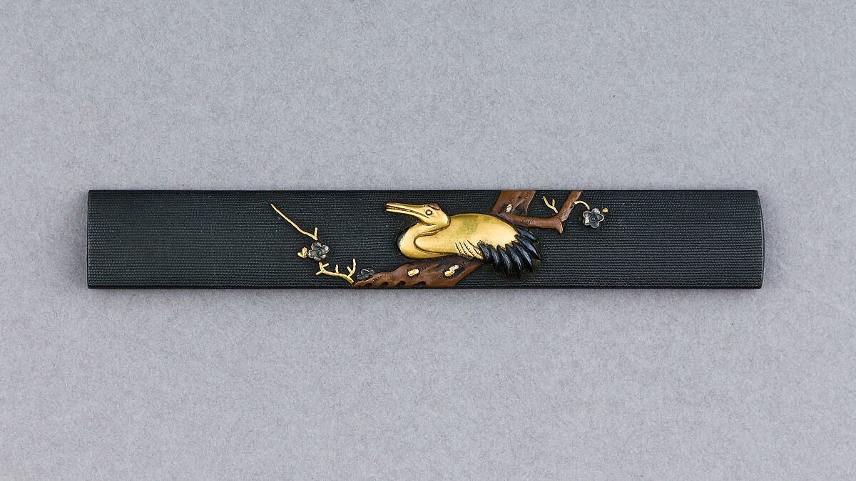 Knife Handle (Kozuka), Copper-gold alloy (shakudō), copper, gold, silver, Japanese 