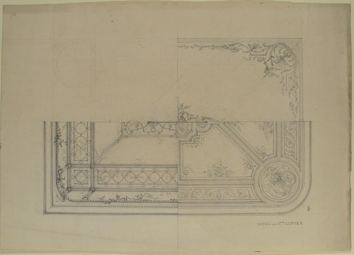 Three Designs for Ceilings, Hôtel Cottier, Jules-Edmond-Charles Lachaise (French, died 1897), Graphite