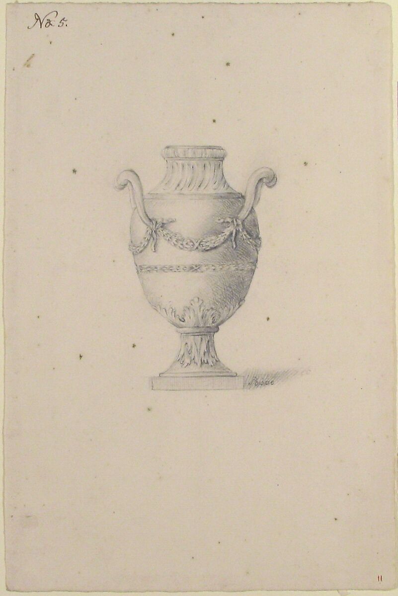 Design for an Urn, Anonymous, French, 18th century, Pen and brown ink, graphite